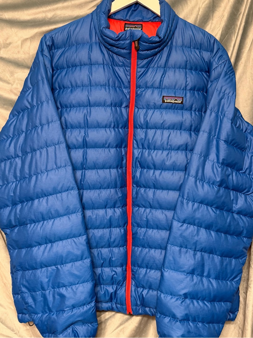 Patagonia Men’s Goose Down Puffer Jacket Large Blue Full Zip Quilted Like New